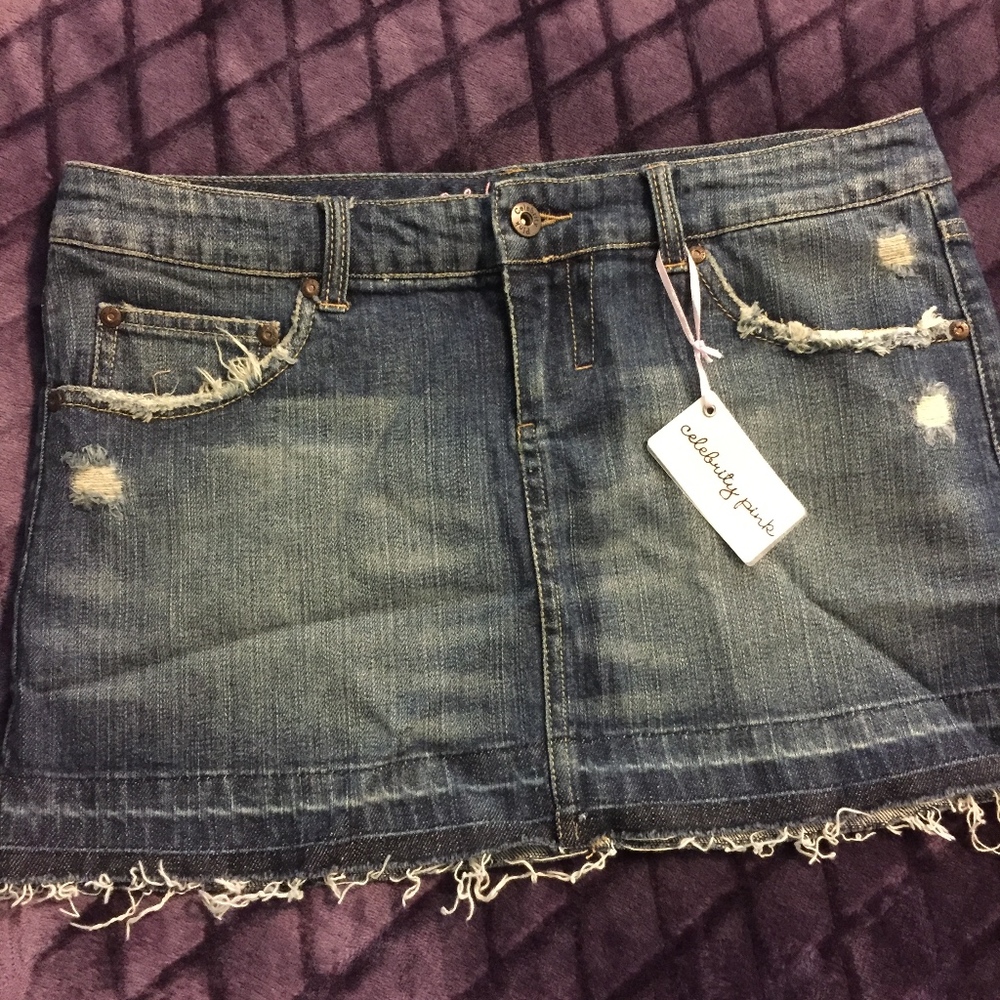 Distressed Denim Mini Skirt